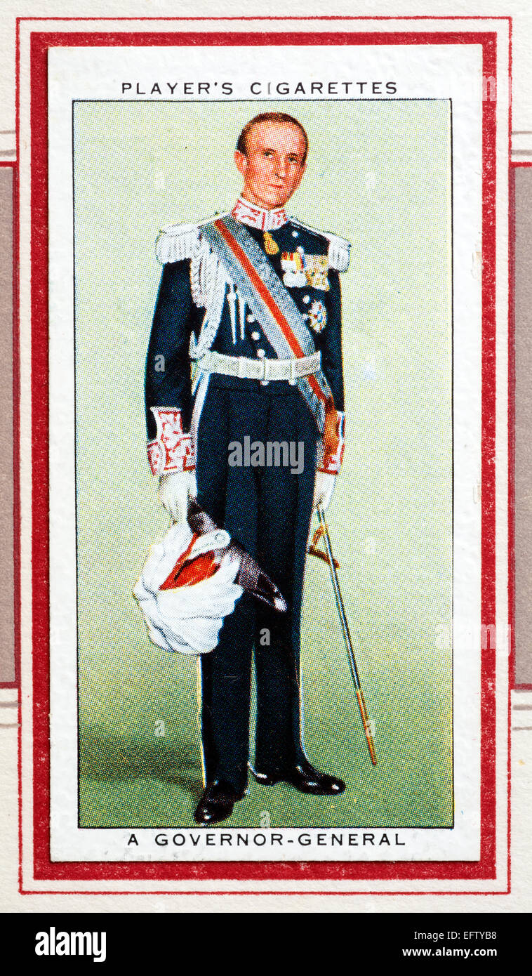 Player`s cigarette card - A Governor-General. Stock Photo
